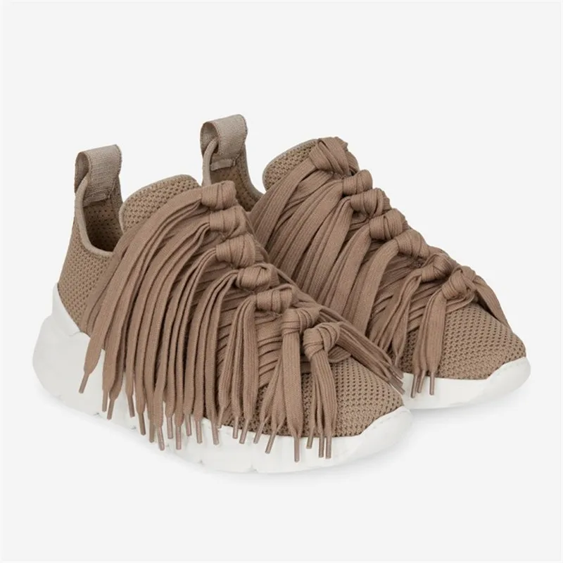 Prova Perfetto tassels женские кроссовки дышащая сетчатая трикотажная обувь женские кроссовки на танкетке черная повседневная обувь Basket Femme