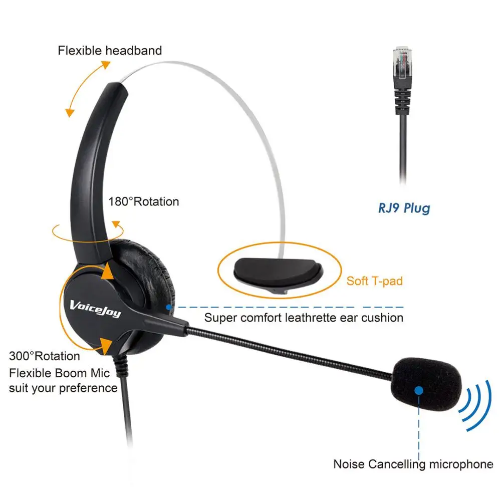VoiceJoy RJ9 гарнитура для колл центра Avaya 24XX 46XX серии Nortel Aastra Adtran BT Alcatel Lucent Interquartz Ascom