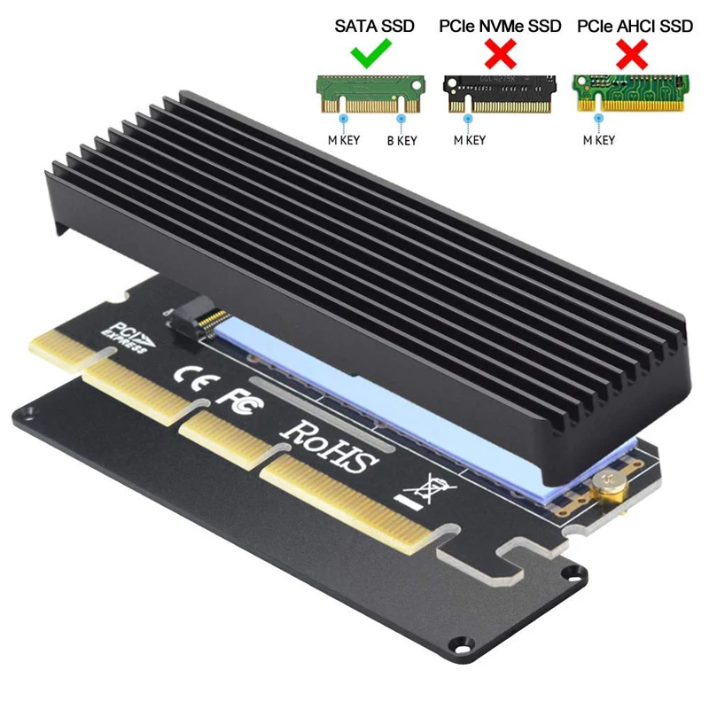 PCI Express 3 0x16x8x4 к PCIe Based M Key M.2 NVMe и AHCI SSD адаптер карта с алюминиевым чехол теплоотвод