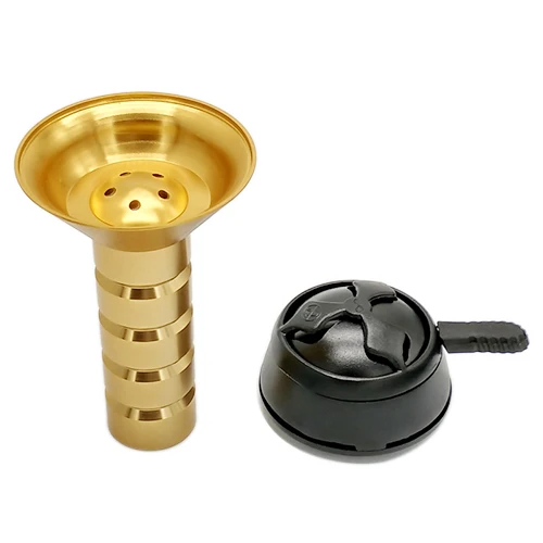Black and Golden Алюминиевая табачная чаша и черный металлический держатель угля набор для кальяна, Чича, наргиле аксессуары GA-010 - Цвет: Black and Golden