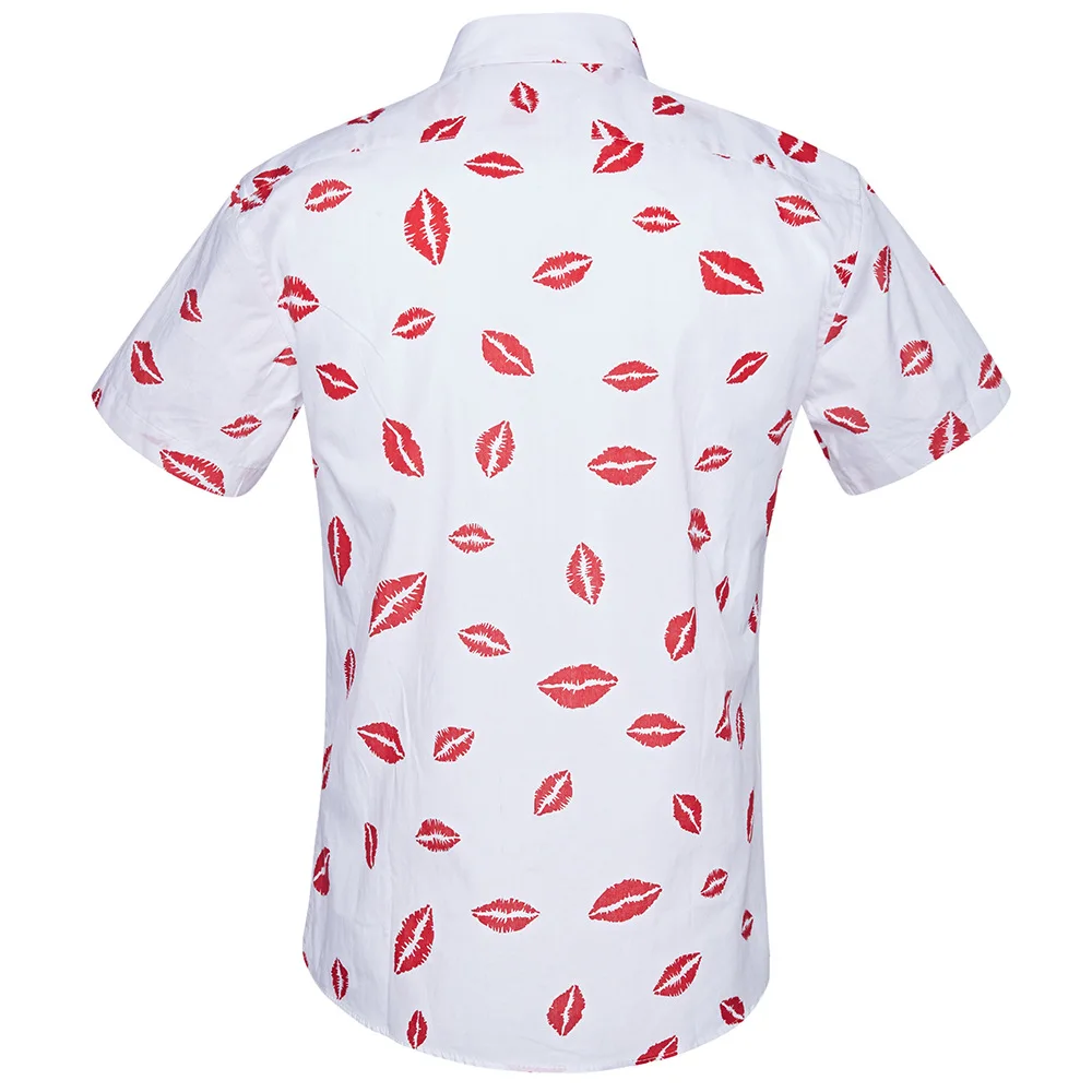 Мужская гавайская рубашка с коротким рукавом Chemise Homme 2018 модная сексуальная белая