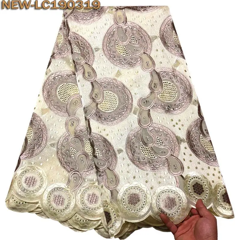 2019 Latest African French Stones cotton Lace Fabric High Quality embroidered Swiss voile For Party Dress MKS05 | Дом и сад