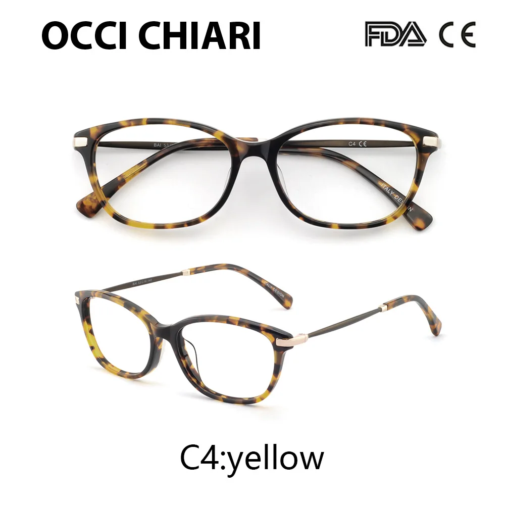 C4 yellow OCCI CHIARI очки для близорукости Gafas женские очки оправа ацетат весна шарнир очки по рецепту очки красные W-DIOLI - Frame Color: C4 yellow