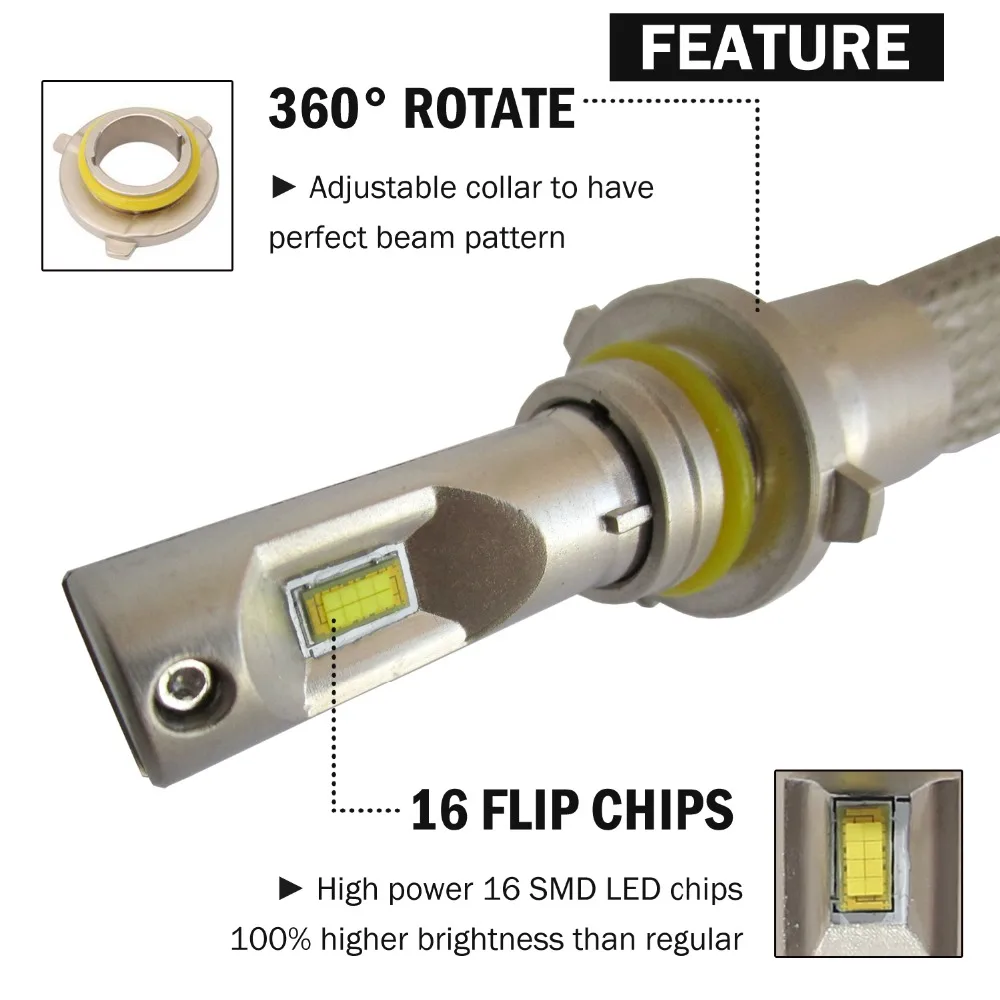 Suntur 9006 HB4 CanBus Error Free LED Fanless Headlight Bulb 100W 10000LM 6000K White | Автомобили и мотоциклы