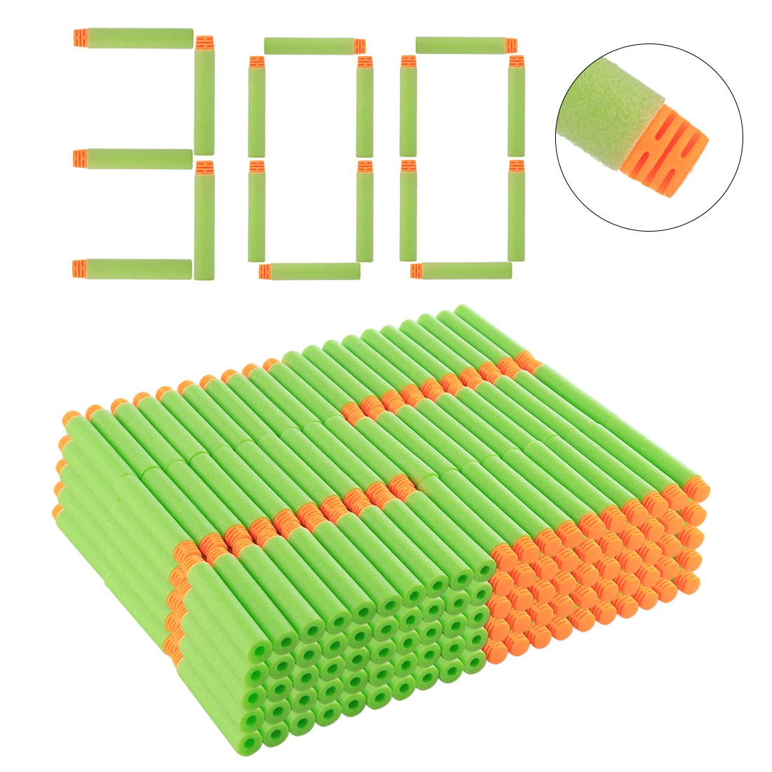 300 шт 7,2*1,3 см заправка Дартс мягкие пули для nerf элитная Серия бластеров детское игрушечное ружье синие мягкие пули пены пистолеты аксессуары - Цвет: Зеленый