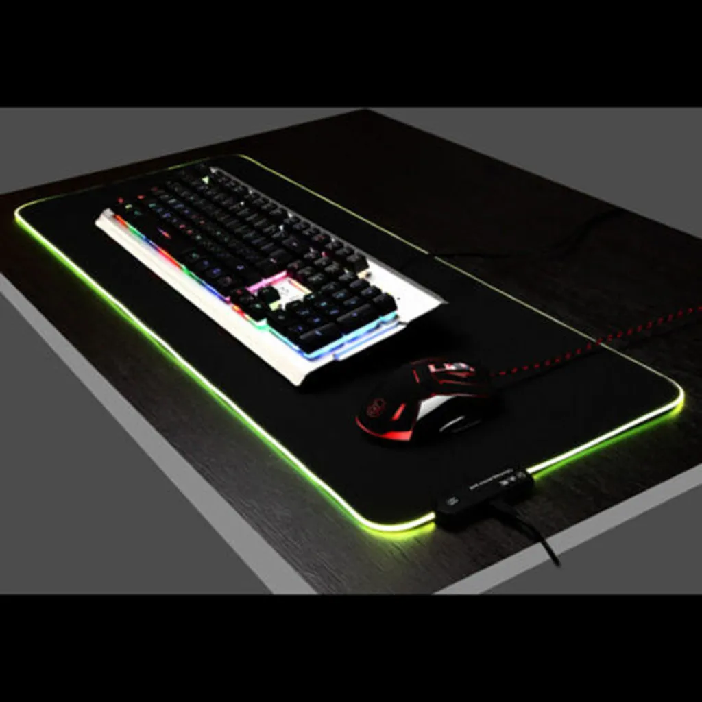 Коврик для мыши Нескользящая база RGB большой красочный светодиодный клавиатура с подсветкой коврик игровой коврик для мыши для компьютера коврик для мыши большой Расширенный