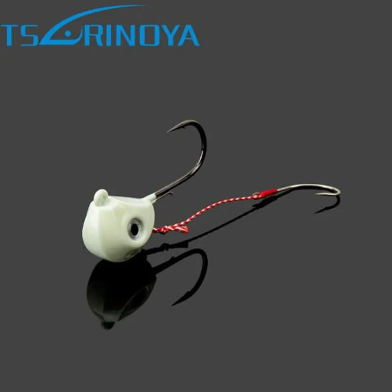 Tsurinoya 60 г/80 г свинцовая головка рыболовный джиг колючие крючки Красная светящаяся