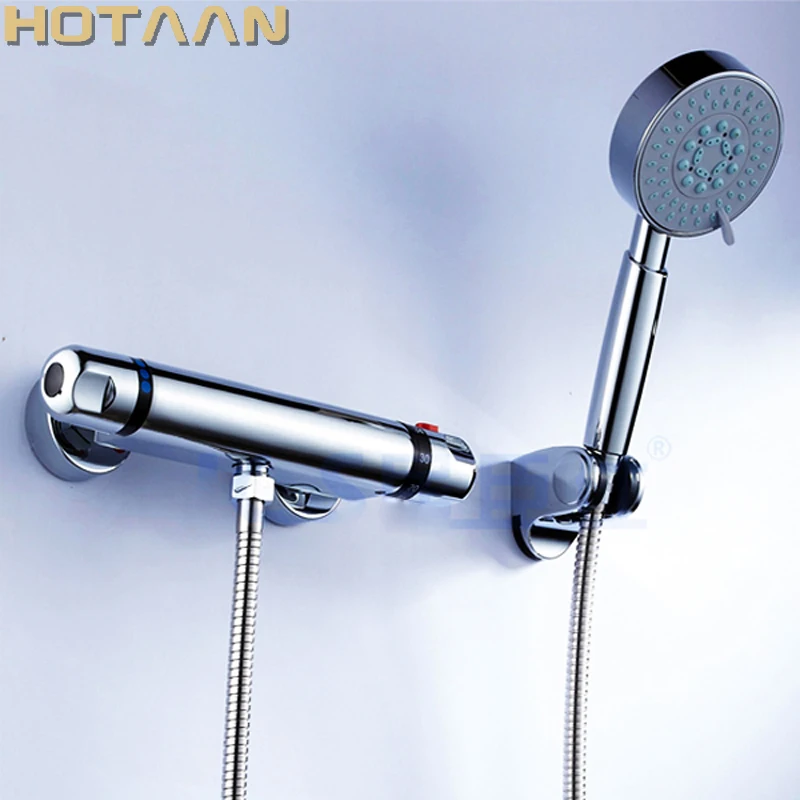 

Free shipping luxury wall mounted thermostatic shower faucet set mixer tap, thermostatic valve + hand shower YT-5302