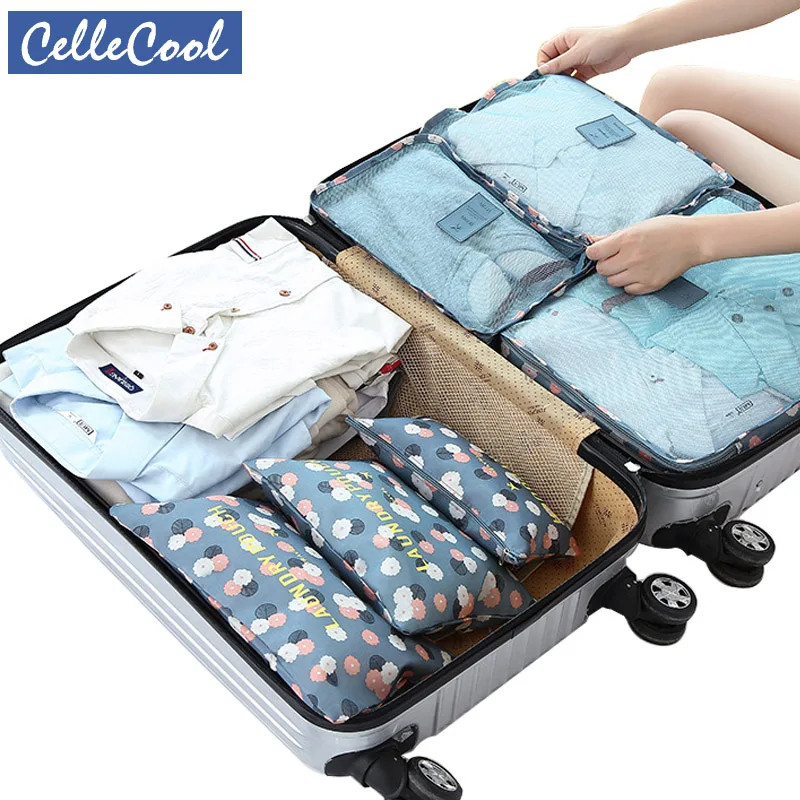 

CelleCool Travel Mesh Bag In BagHigh Quality 6PCS/Set Oxford Cloth Luggage Organizer Packing Cube Organiser for Clothing