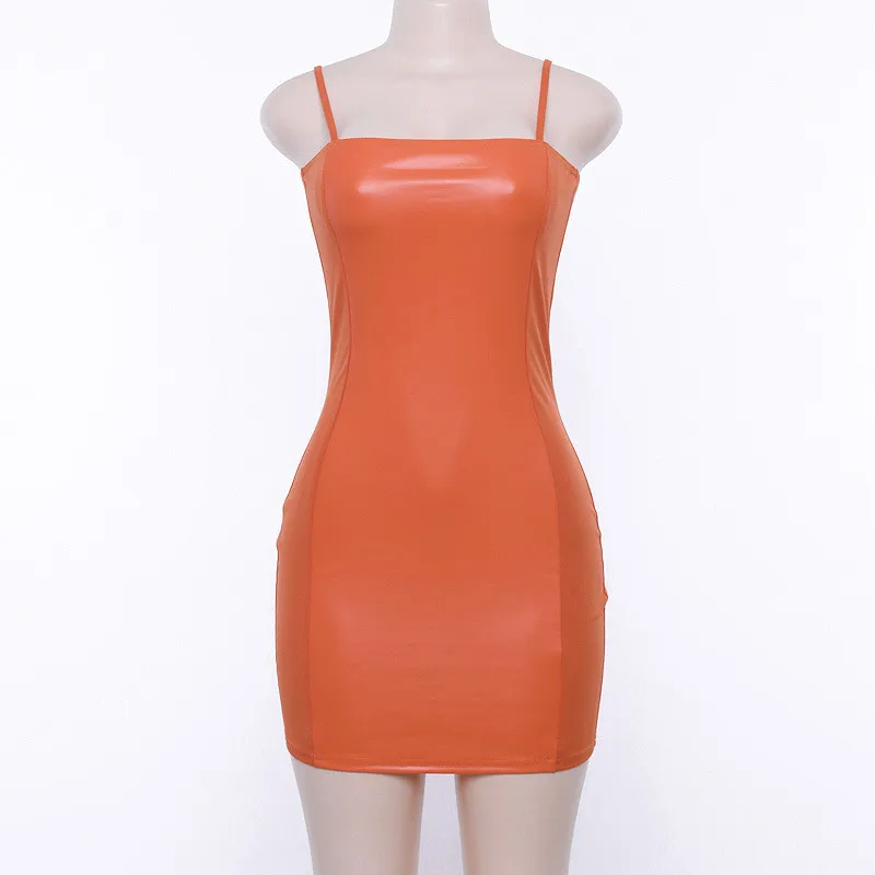 2019 летние мини платья женские новые оранжевые Уличная Сексуальная без рукавов