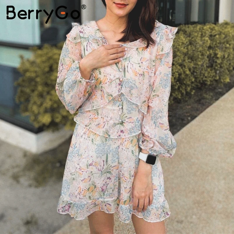 BerryGo/женские костюмы с цветочным принтом элегантные женские комбинезоны