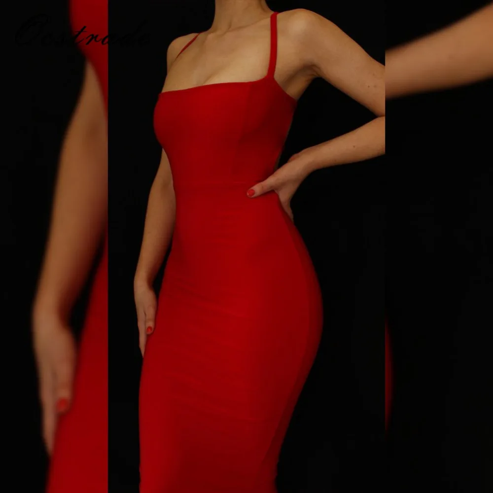 Ocstrade летнее сексуальное вечернее платье с открытой спиной красное Бандажное 2017