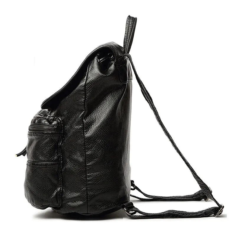 Новый PU Черный Рюкзак Мода Путешествия Обложка Softback Мешок Большой Емкости