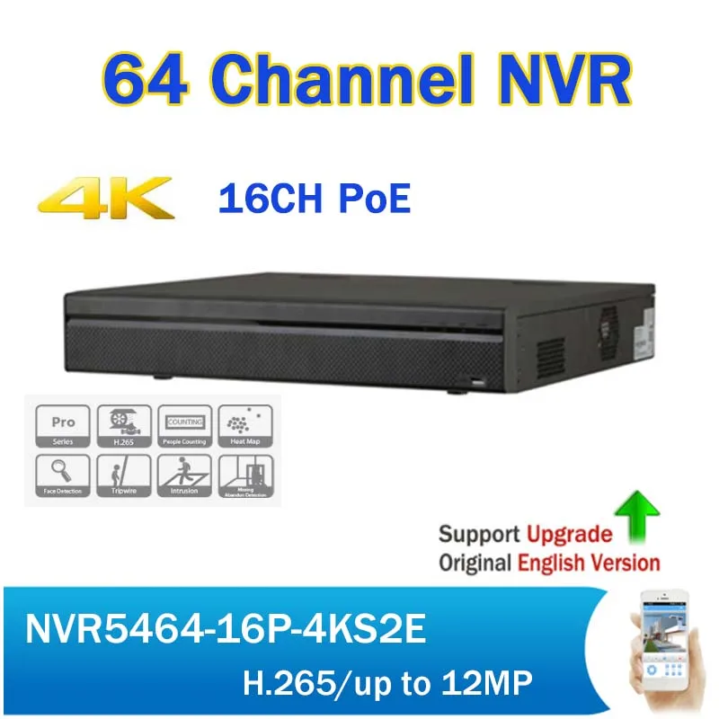 DH NVR5464 16P 4KS2E 64 канала 1.5U 16 PoE 4 К H.265 Pro сети видео Регистраторы поддержка 800 м ePoE EoC до