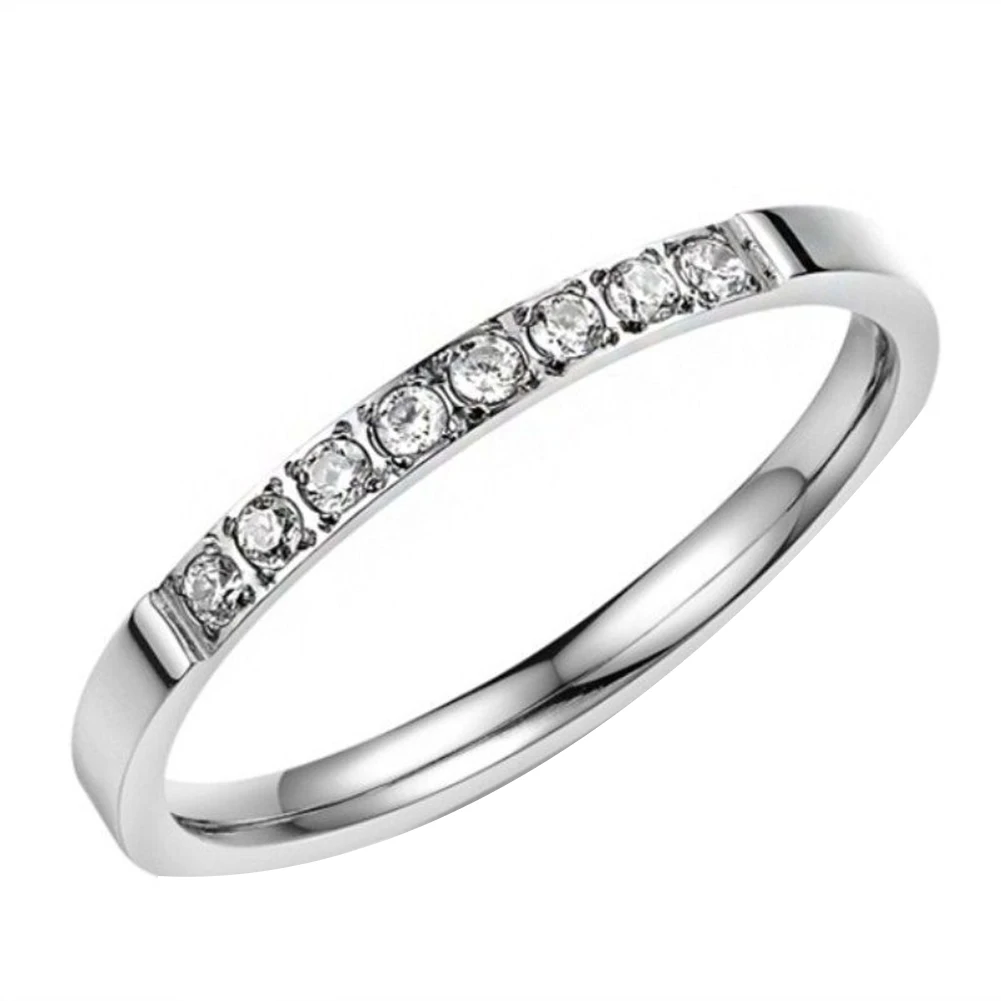 Женская мода Bling однорядное кольцо на палец из горного хрусталя Свадебные