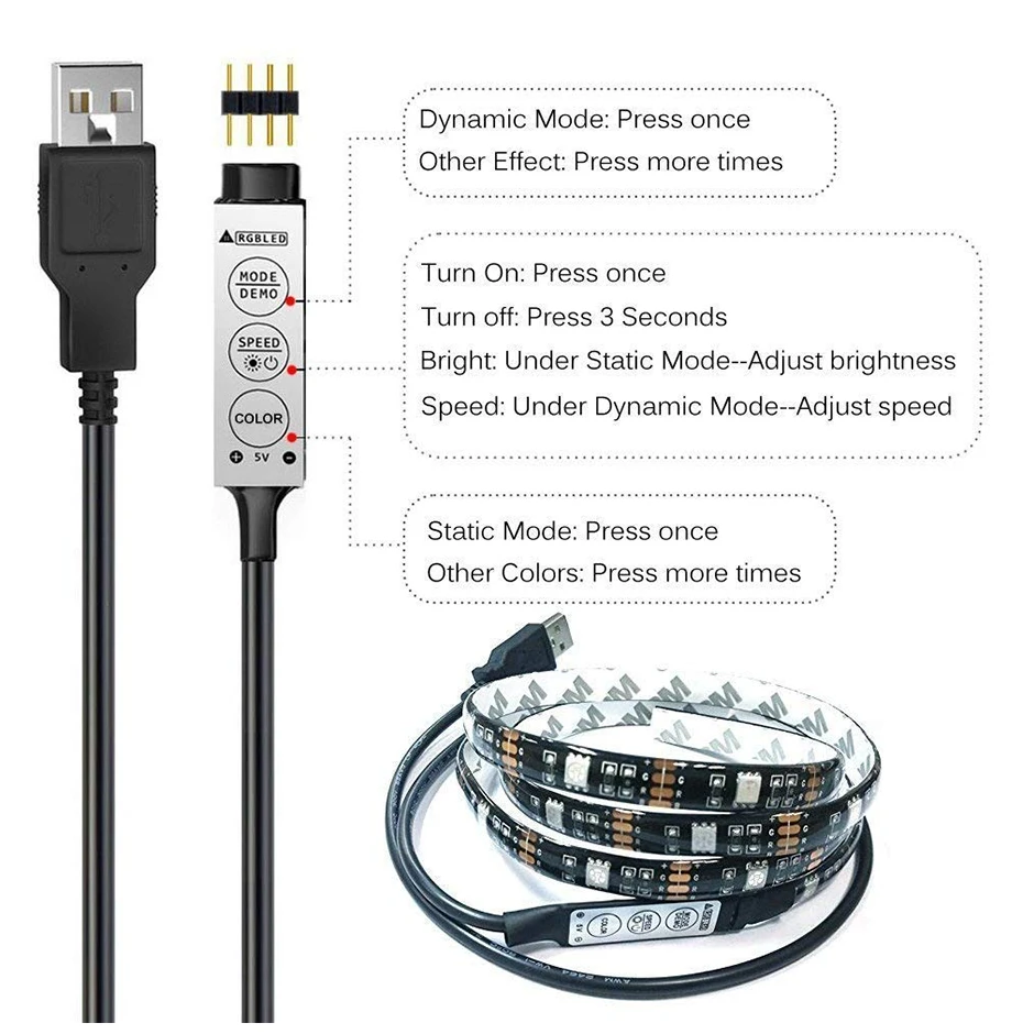 USB Светодиодные ленты светильник ТВ Подсветка 5V Водонепроницаемый RGB SMD 5050 светодиодный лента светильник s для компьютера украшение для ПК светильник Инж