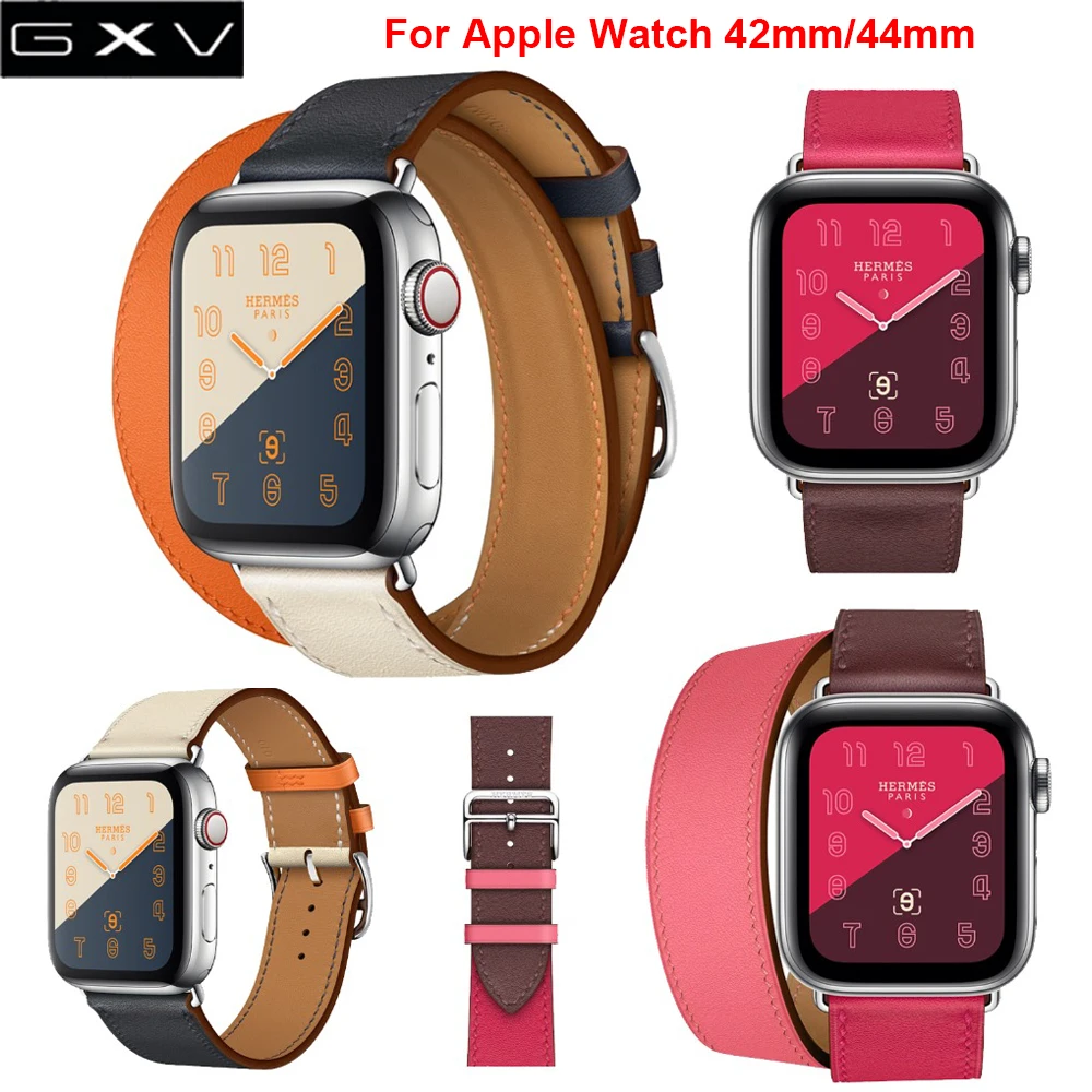 GXV Новый ремешок контрастного цвета из натуральной кожи для Apple Watch Series 4/2/1