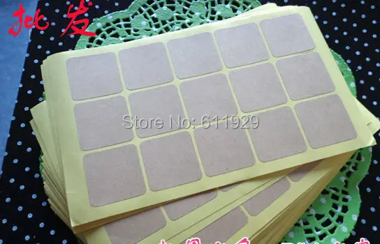 

free shipping blank square kraft paper seal stickers 3.5x3.5cm/gift packing labels/DIY baking decorated stickers 600 pcs a lot