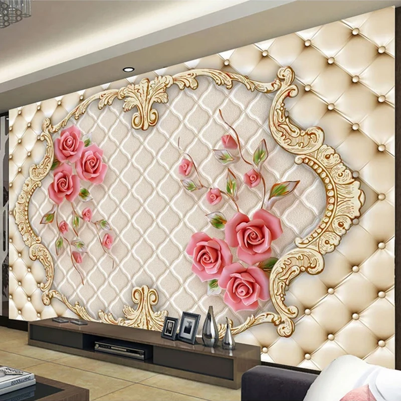 Пользовательские 3D фото обои для стен Home Decor красная роза цветы Гостиная диван