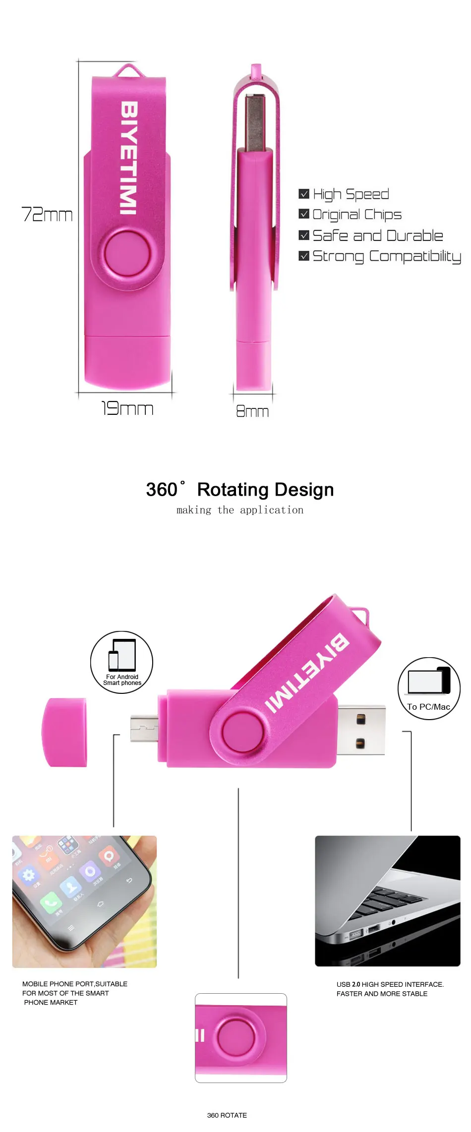 Biyetimi 9 Corlors OTG телефон USB флеш-накопитель 64 ГБ 32 ГБ 16 ГБ высокоскоростной флеш-накопитель 8 Гб Память USB флешка 4 Гб Флешка флеш-накопитель