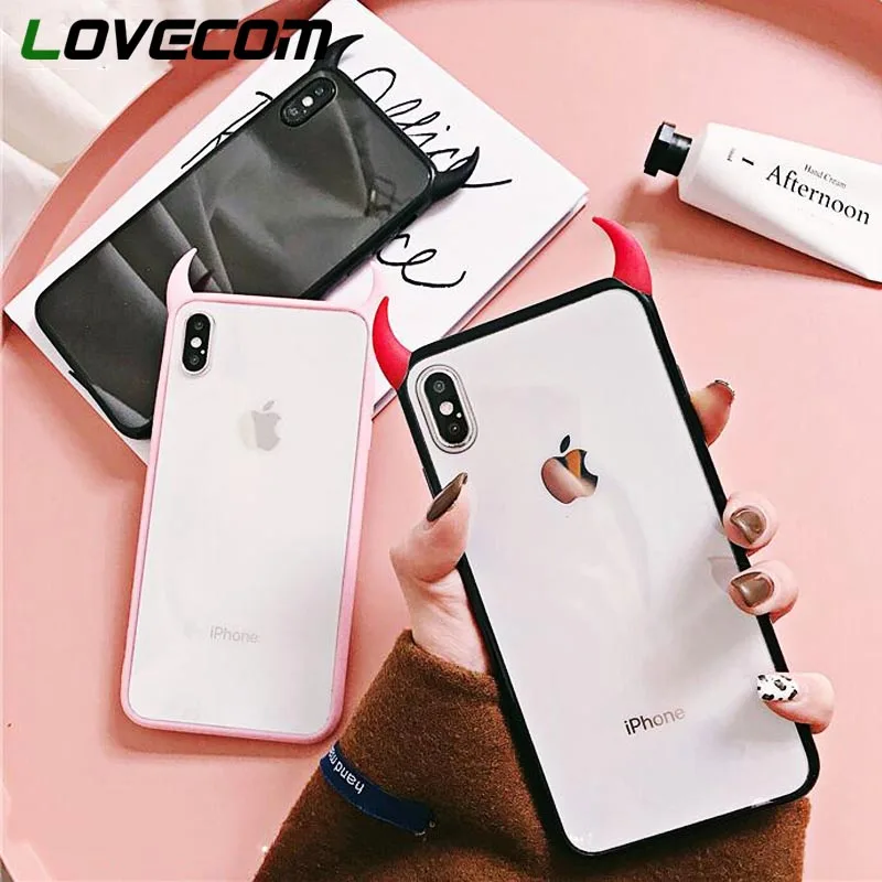 LOVECOM милый чехол для телефона с дьявольским рогом iPhone 12 11 Pro Max Mini XS XR X 7 8 6S Plus мягкая