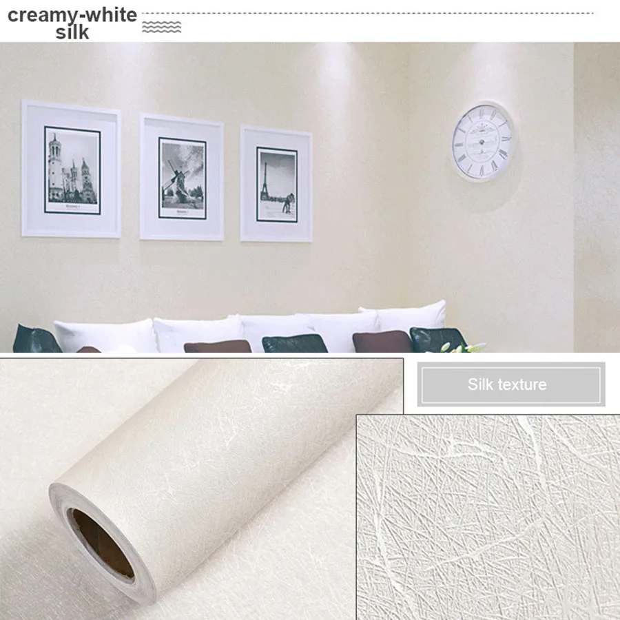 Creamy-white silk Современный Стиль Серый магазин одежды самоклеющиеся обои для гостиной настенные наклейки домашний декор сплошной цвет водонепроницаемый стикер на стену - Цвет: Creamy-white silk