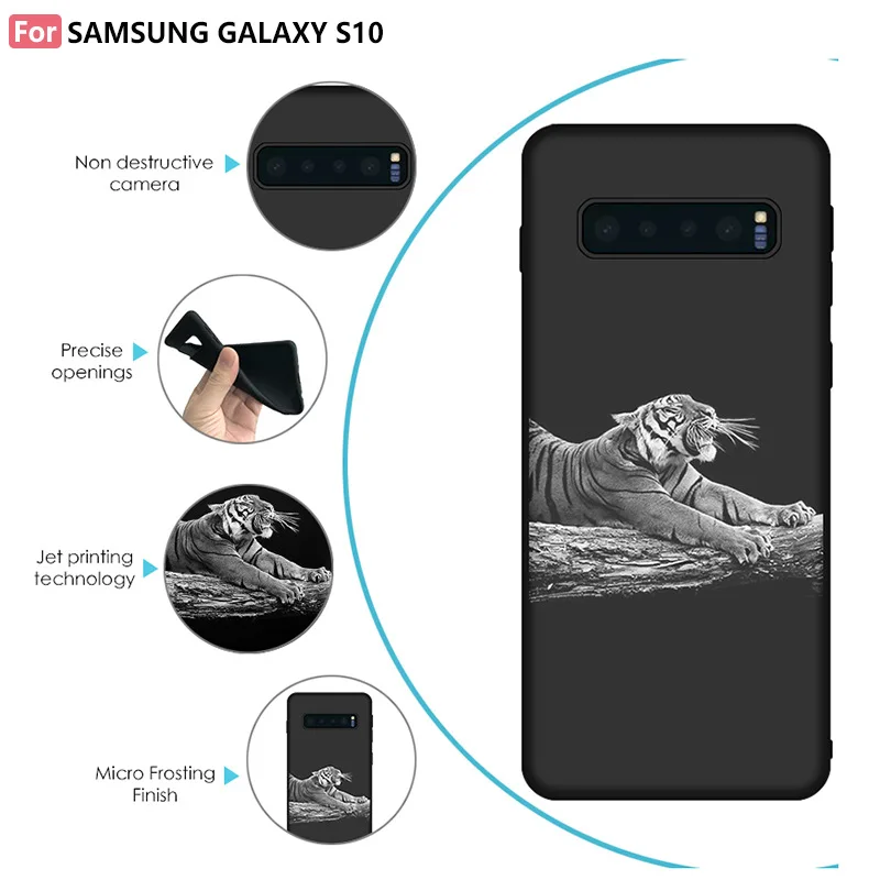 Чехол для Samsung Galaxy S10 Plus Lite Черный матовый чехол с рисунком + Capa Coque Funda | Мобильные