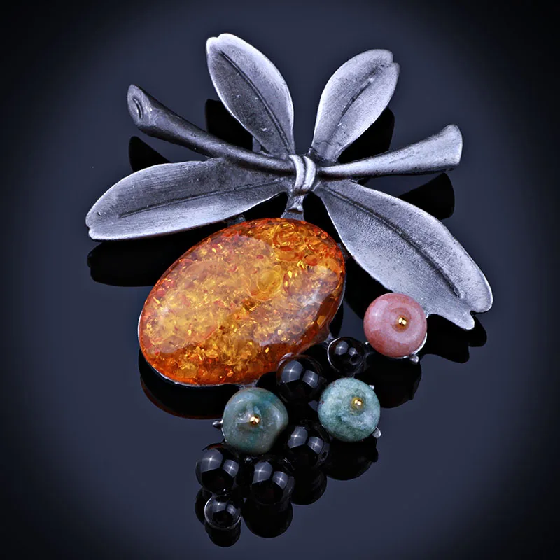 Женская Винтажная брошь в этническом стиле черная из сплава с покрытием