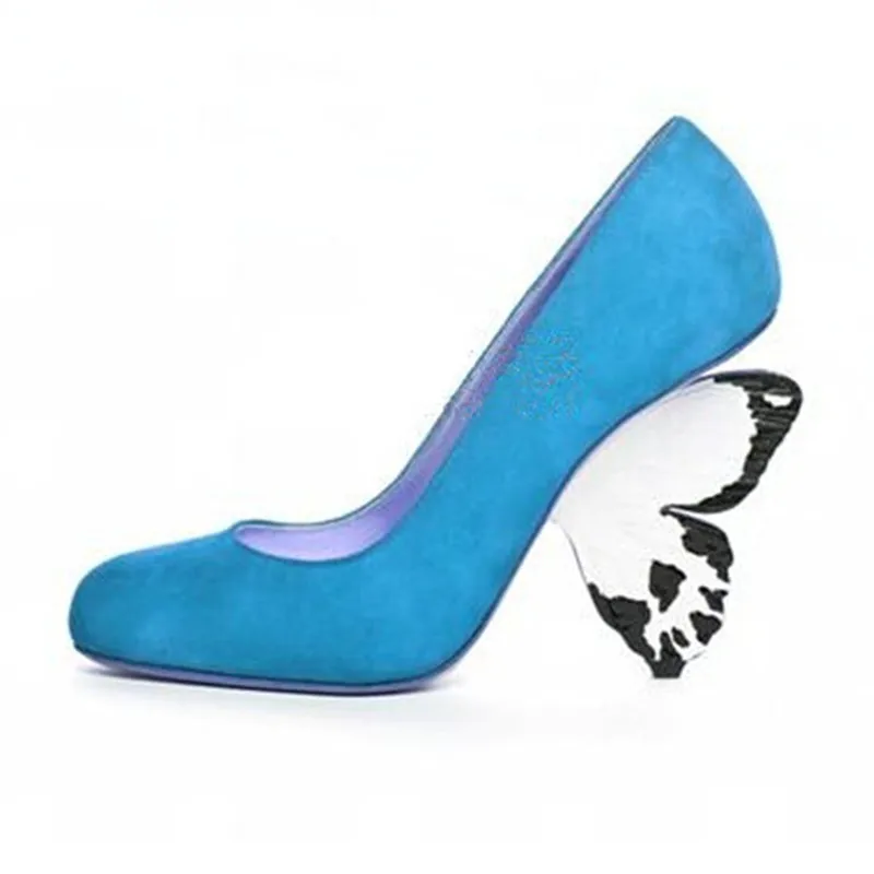 Women Butterfly High Heels Shallow Round Toe Red Wedding Shoes Blue Yellow Formal Dress Party Pumps Designer Zapatillas Creepers | Обувь