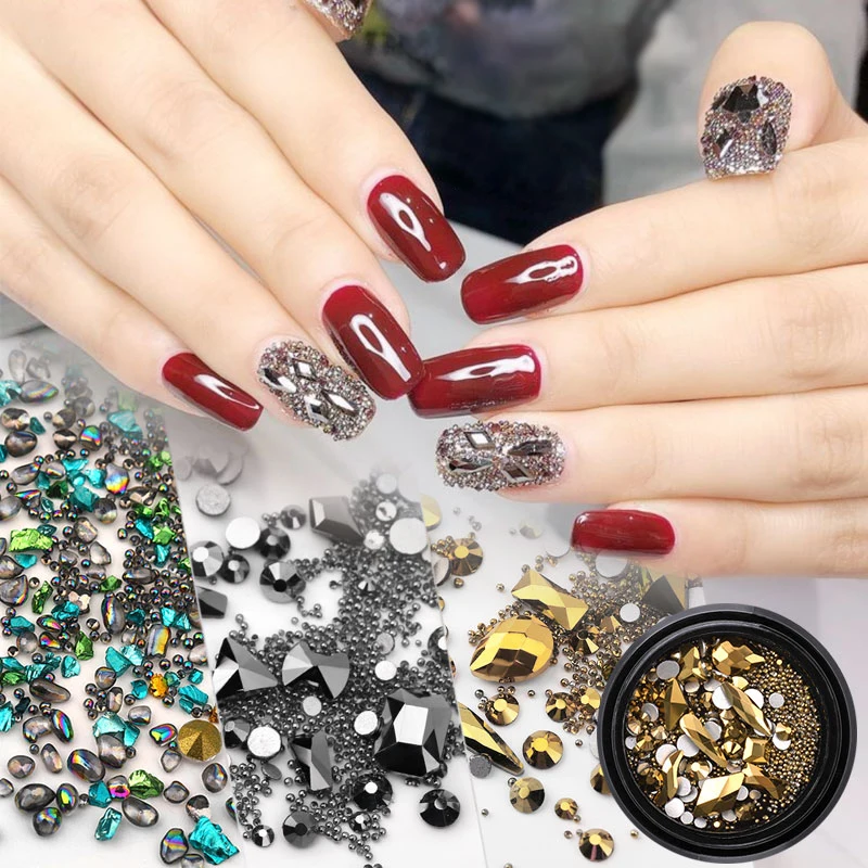Tignish 1 шт. смешанные Стразы для ногтей жемчужные бусины заклепки стекло