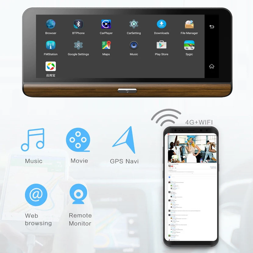 ANSTAR 4G Автомобильный видеорегистратор с камерой поддержкой Plus 7 84 &quotAndroid 5 1 WIFI GPS ADAS