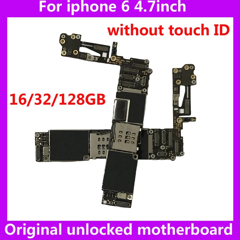 

100% оригинальная материнская плата для iphone 6, 16 ГБ, 64 ГБ, 128 ГБ, разблокированная по всему миру материнская плата для iphone6, IOS, система без сенсор...