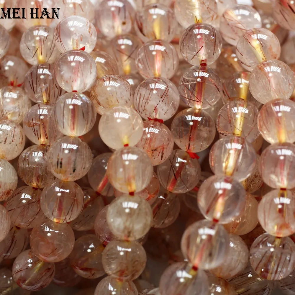 Meihan (40 бусин/лот/44 г) натуральный односторонний rutile кварц 9 5 мм Гладкие Круглые