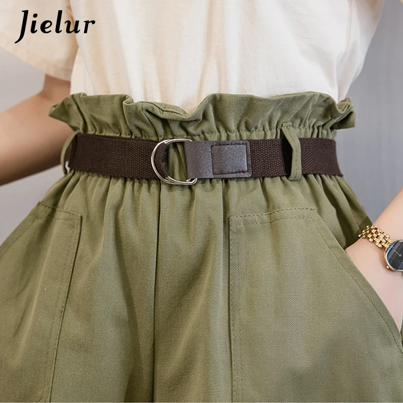 

Jielur Summer Wide Leg Shorts Streetwear Women Casual Loose Young Short Elastic Buds High Waist Solid Color Spodenki Damskie