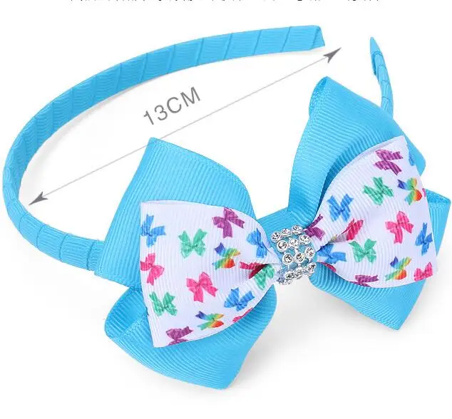 

12pcs Free shipping Butterfly Ribbon Hair Bow Rainbow Headband Rainbow Bow School Hair Accessory