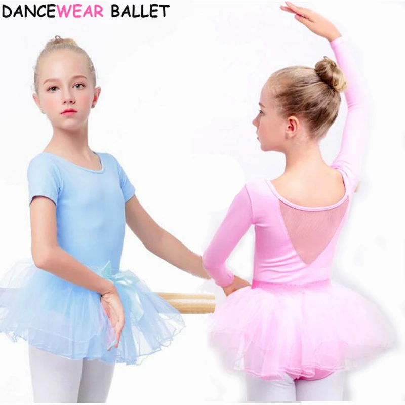 

Балетное платье для девочек, гимнастическое трико, детская балетная одежда с длинным рукавом, танцевальная одежда с юбкой-пачкой