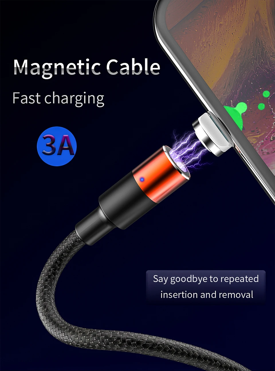 Магнитный кабель Micro usb type C для iPhone X 7 6s кабель освещения 1,2 м usbc 3A провод для быстрого заряда Магнитный Кабель зарядного устройства телефонный шнур