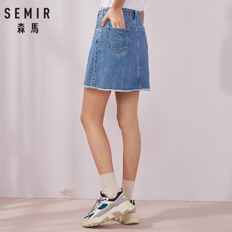 Женская замшевая юбка SEMIR однотонная Базовая облегающая мини с высокой талией и