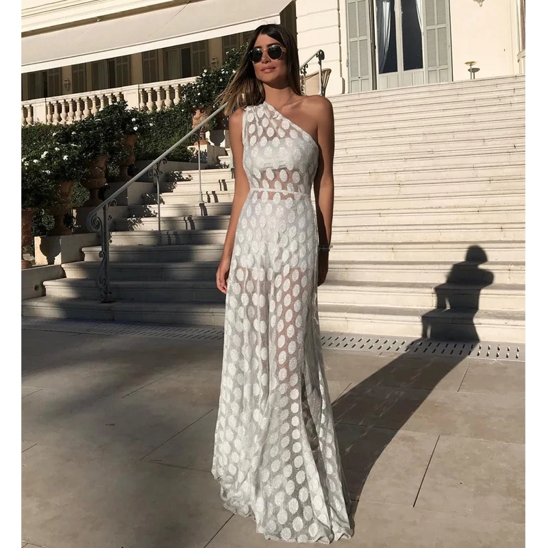 2019 летнее женское платье новое белое сексуальное без рукавов с одним плечом