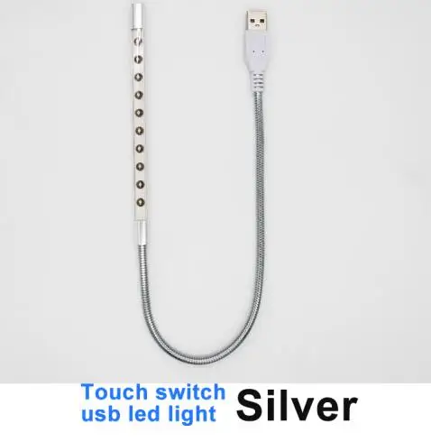 Новое поступление USB светодиодный светильник 10 светодиодный s мини Ночная лампочка настольные лампы гибкая книга для чтения для ноутбука ПК компьютера - Испускаемый цвет: Silver