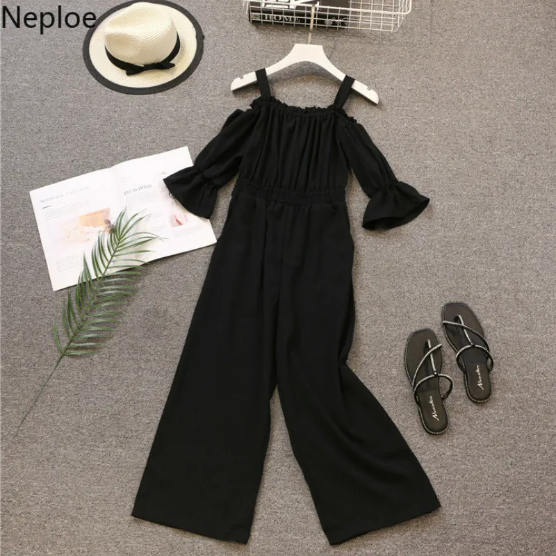 Neploe Boho пляжный комбинезон женский однотонный с высокой талией открытыми плечами