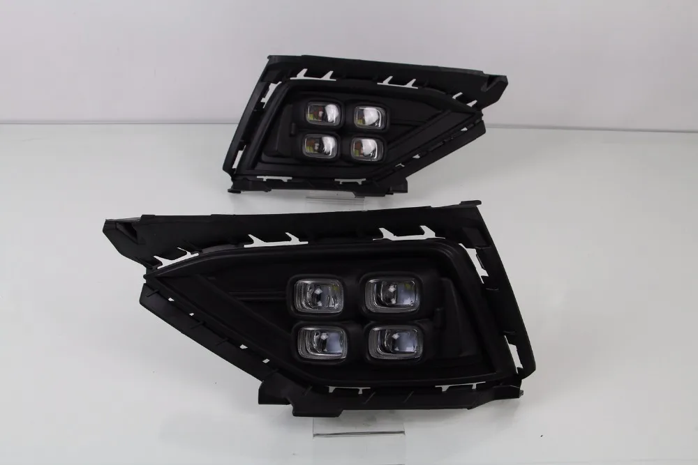 

Osmrk led drl daytime running light for Volkswagen 2016-2018 with moving yellow turn signals and blue night running light