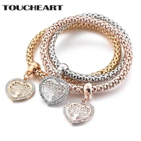 toucheart 3 pcsset heart shape tree of lif bracelet bangles charms for women jewelry making friendship bracelets sbr180086