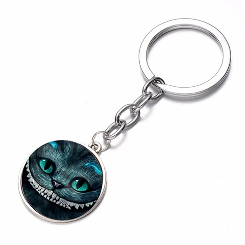 Style 11 SONGDA Забавный Чеширский кот брелок We're All Mad Here Алиса в стране чудес улыбающаяся кошечка четыре узора брелок с фигурками из мультфильмов держатель - Цвет: Style 11