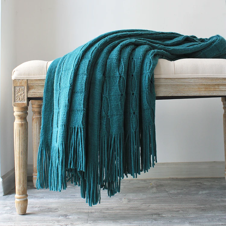 Однотонное одеяло в полоску клетку современный геометрический скандинавский