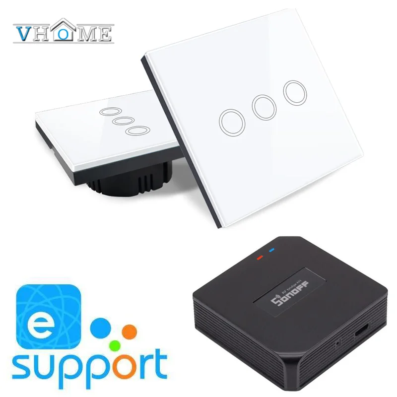 Vhome сенсорный RF433mhz переключатель Sonoff RF Wifi мост смарт-панель ЕС/Великобритания