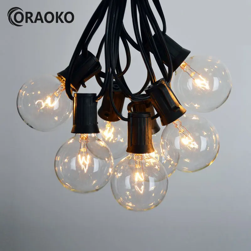 ORAOKO струнные огни прозрачные колбы G40 Guirnalda Luces Decorativas для праздника Рождество