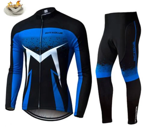 Jerseys and Pant Phtxolue Pro зимний термальный флисовый велосипедный джерси набор майо Ropa Ciclismo MTB велосипедная одежда с длинным рукавом велосипедная одежда - Цвет: Jerseys and Pant