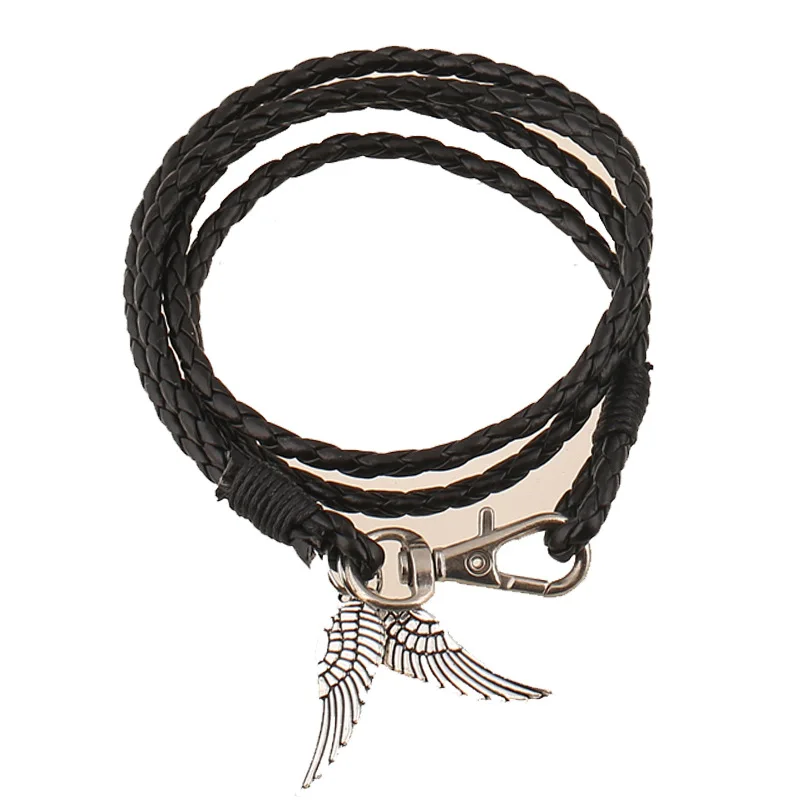 Simple woven Multilayer Leather Bracelets &amp Bangles for man woman Vintage Wing Wristband unisex Jewelry Gift 5 colors | Украшения и