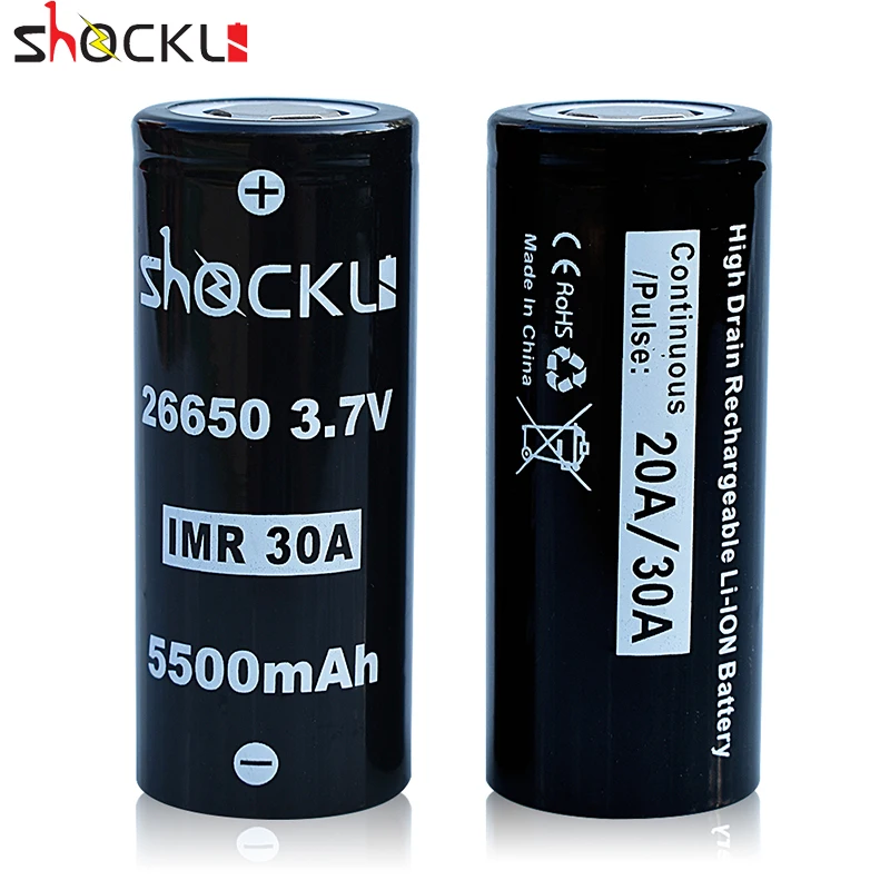 Аккумулятор Shockli 26650 5500 мАч литий ионный аккумулятор 3 7 в 30А для фонариков высокой
